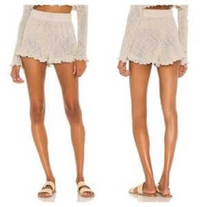 MAJORELLE Cream Knit Ruffle Shorts new with tags